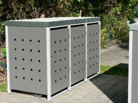 Metall Mülltonnenbox aus Metall Müllbox Mülltonnenschrank 2x240-l-PfD-foliert 